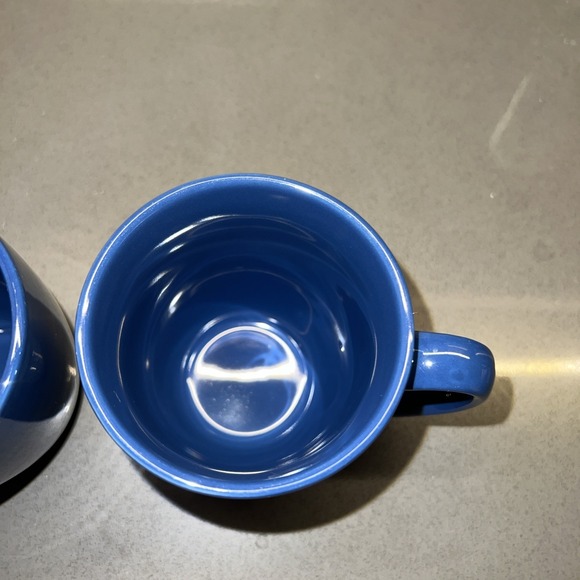 Set of Two (2) Corelle Stoneware Ocean Blue Cobalt Blue Coffee Tea Mugs MINT EUC - Picture 3 of 6